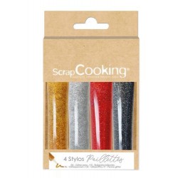Stylo paillette pour décoration alimentaire - boite de 4