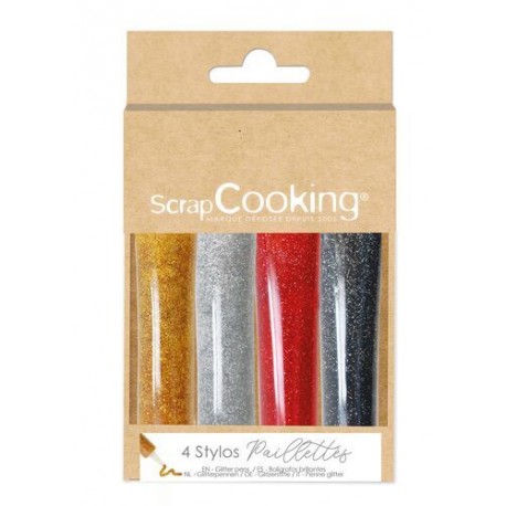 Stylo paillette pour décoration alimentaire - boite de 4