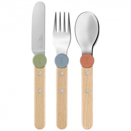 Coffret Le Petit Gourmet couverts clipsables bois et inox