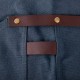 Tablier N°547 coton waxé et cuir bleu marine