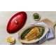 Plat à poisson céramique avec couvercle ovale cerise 34 cm