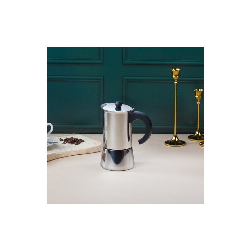 Cafetière Espresso SLANCIO – 10 Tasses – Inox Brillant – Compatible Tous Feux (dont Induction)