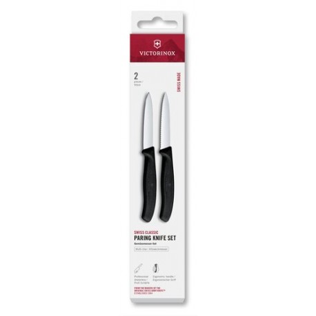Set de 2 couteaux Swiss Classic noir 8 cm