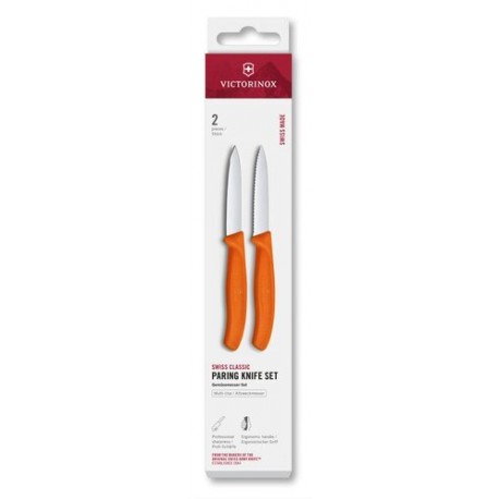 Set de 2 couteaux Swiss Classic orange 8 cm