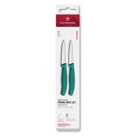 Set de 2 couteaux Swiss Classic vert 8 cm