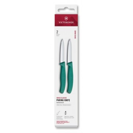 Set de 2 couteaux lame lisse Swiss Classic vert 8 cm