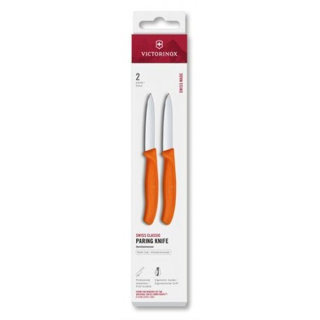 Set de 2 couteaux lame lisse Swiss Classic orange 8 cm