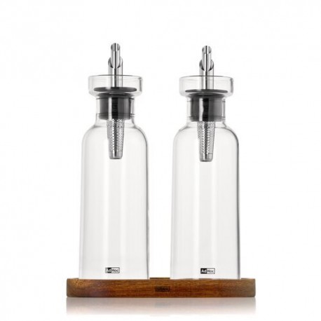 Huilier et vinaigrier verre Aromapur avec plateau bois 300 ml 
