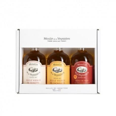 Coffret 3 huiles vierges noix, noisette et cacahuète 100 ml