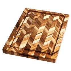 Planche à découper teck avec rigole 36 x 26 x 2,5 cm