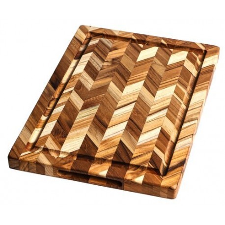 Planche à découper teck avec rigole 36 x 26 x 2,5 cm