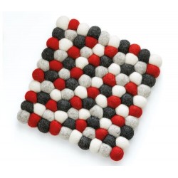 Dessous de plat Lana carré rouge noir blanc 21 x 21 cm