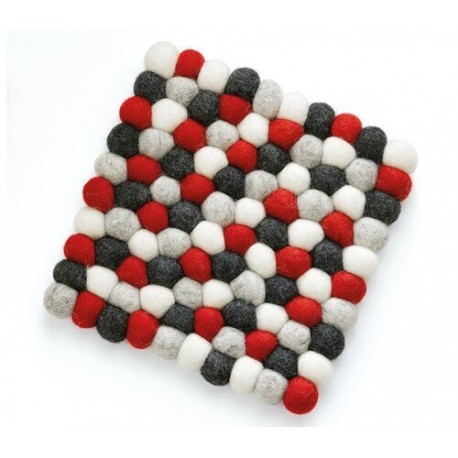 Dessous de plat Lana carré rouge noir blanc 21 x 21 cm