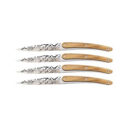 Couteau de table Deejo imitation bois d'olivier Sakura - par 4