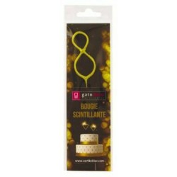 Cierge scintillant doré 8 ans