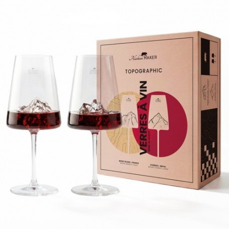 Set de 2 verres à vin Mont blanc et Everest Topographic 400 ml