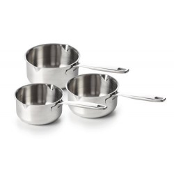 Lot 3 casseroles Maestro avec becs verseurs inox ø 16, 18 et 20 cm