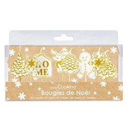Bougie décoration de Noël dorée - par 8