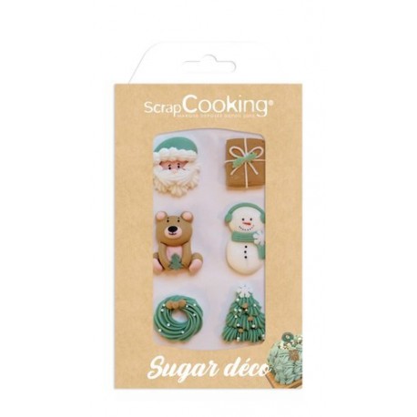 Décor comestible en sucre thème Noël au chalet - par 6