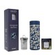 Coffret théière isotherme fleurs bleu 40 cl + thé noir bergamote 25 g