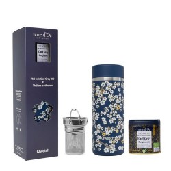 Coffret théière isotherme fleurs bleu 40 cl + thé noir bergamote 25 g Coffret théière isotherme fleurs bleu 40 cl + thé noir bergamote 25 g