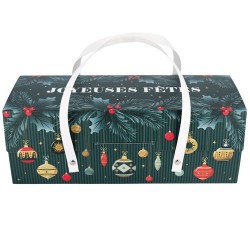 Boite à bûche à poignées Joyeuses Fêtes 30 x 11 x 11 cm Boite à bûche à poignées Joyeuses Fêtes 30 x 11 x 11 cm