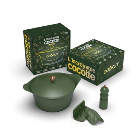 Coffret l'Incroyable cocotte vert fougère ø 28 cm