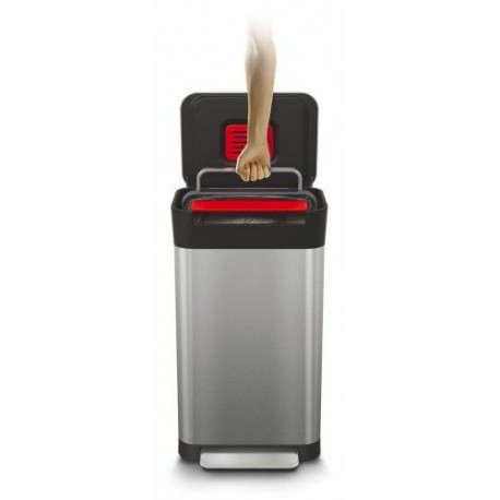 Poubelle compacteur à déchets inox noire 30/90 L