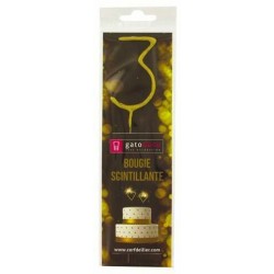 Cierge scintillant doré 3 ans