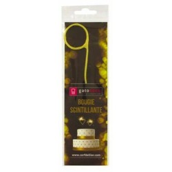 Cierge scintillant doré 9 ans