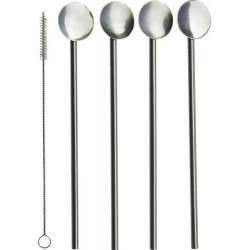 Cuillère-paille inox avec brosse de nettoyage 18cm /4