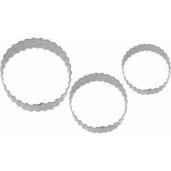 Lot de 3 emporte-pièces inox rond cannelé de 4, 5 et 6 cm