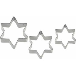 Lot de 3 emporte-pièces inox étoile de 4, 5 et 6 cm