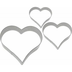 Lot de 3 emporte-pièces inox coeur de 2, 3 et 4 cm