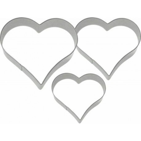 Lot de 3 emporte-pièces inox coeur de 4, 5 et 6 cm