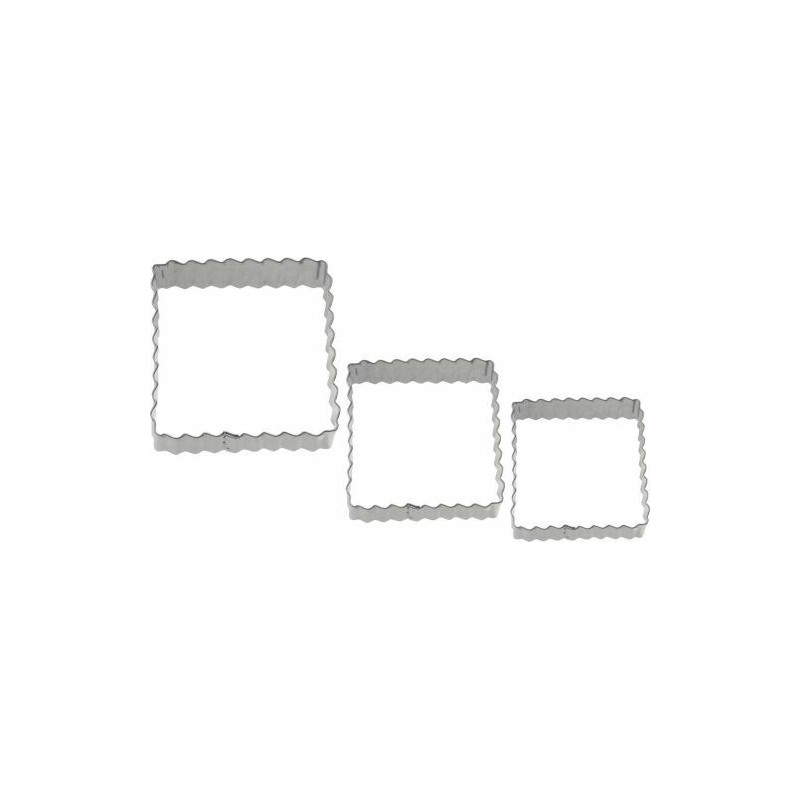 Lot de 3 emporte-pièces inox carré de 4, 5 et 6 cm 