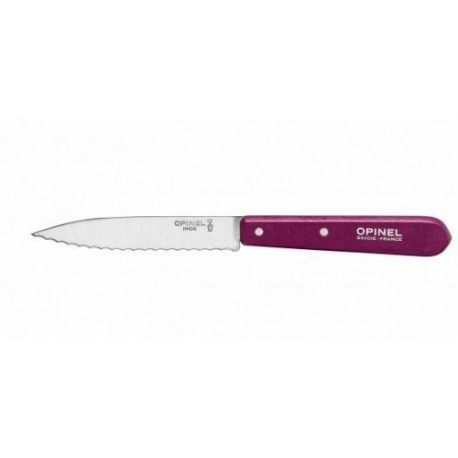 Couteau lame crantée Opinel n°113 aubergine 10 cm