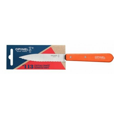 Couteau lame crantée Opinel n°113 mandarine 10 cm
