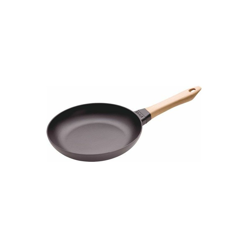 Poêle à frire fonte avec manche bois de 24 à 28 cm - Le Creuset