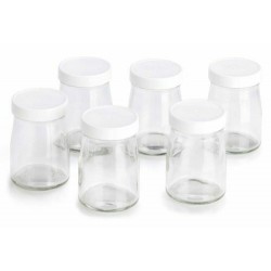 Lot de 8 pots de yaourt céramique avec couvercle 125 ml blanc Simeo 