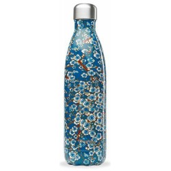 Bouteille isotherme bleue à fleurs 75 cl