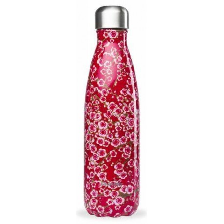 Bouteille isotherme rouge à fleurs 50 cl