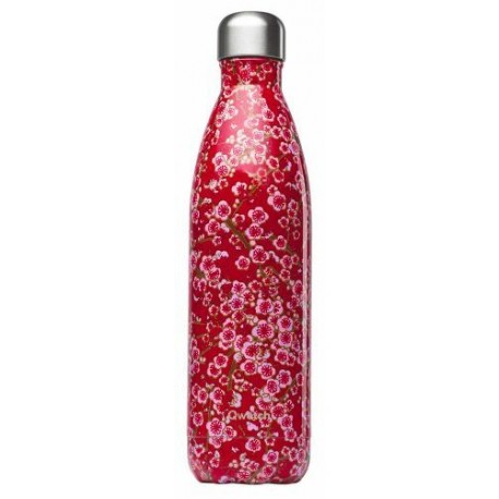 Bouteille isotherme rouge à fleurs 75 cl