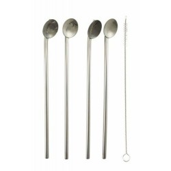 Cuillère-paille inox avec brosse de nettoyage /4