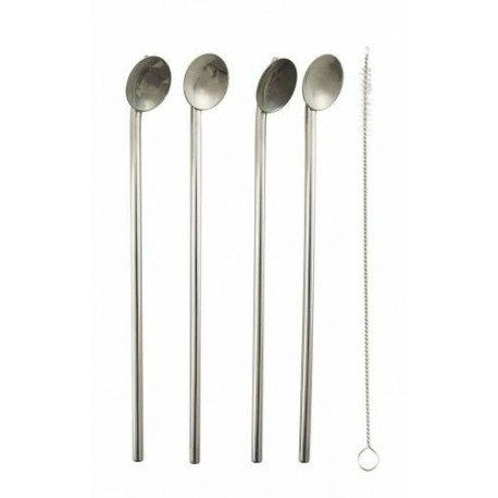 Cuillère-paille inox avec brosse de nettoyage /4