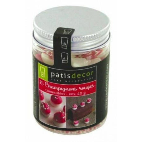 Décors sucre champignons rouge 40 g