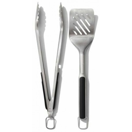 Set de 2 ustensiles pour barbecue, spatule + pince de service