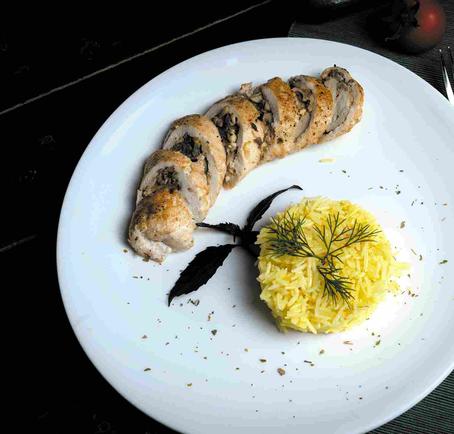 Ballotines de poulet et riz ail-gingembre
